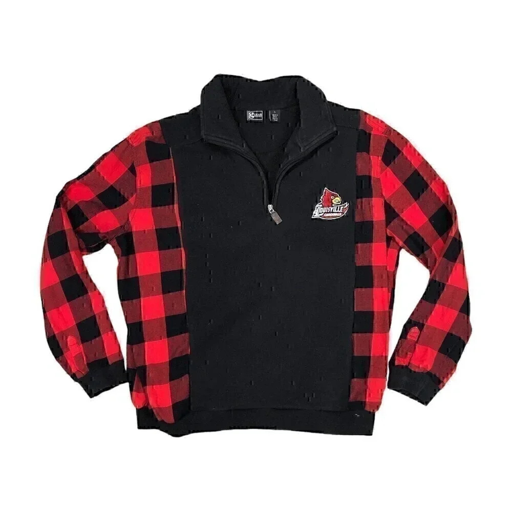 Upcycled cardinals Louisville sweatshirt reworked‎ oversized refashion OOAK